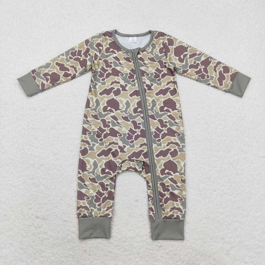 Green Duck Print Baby Romper With zipper