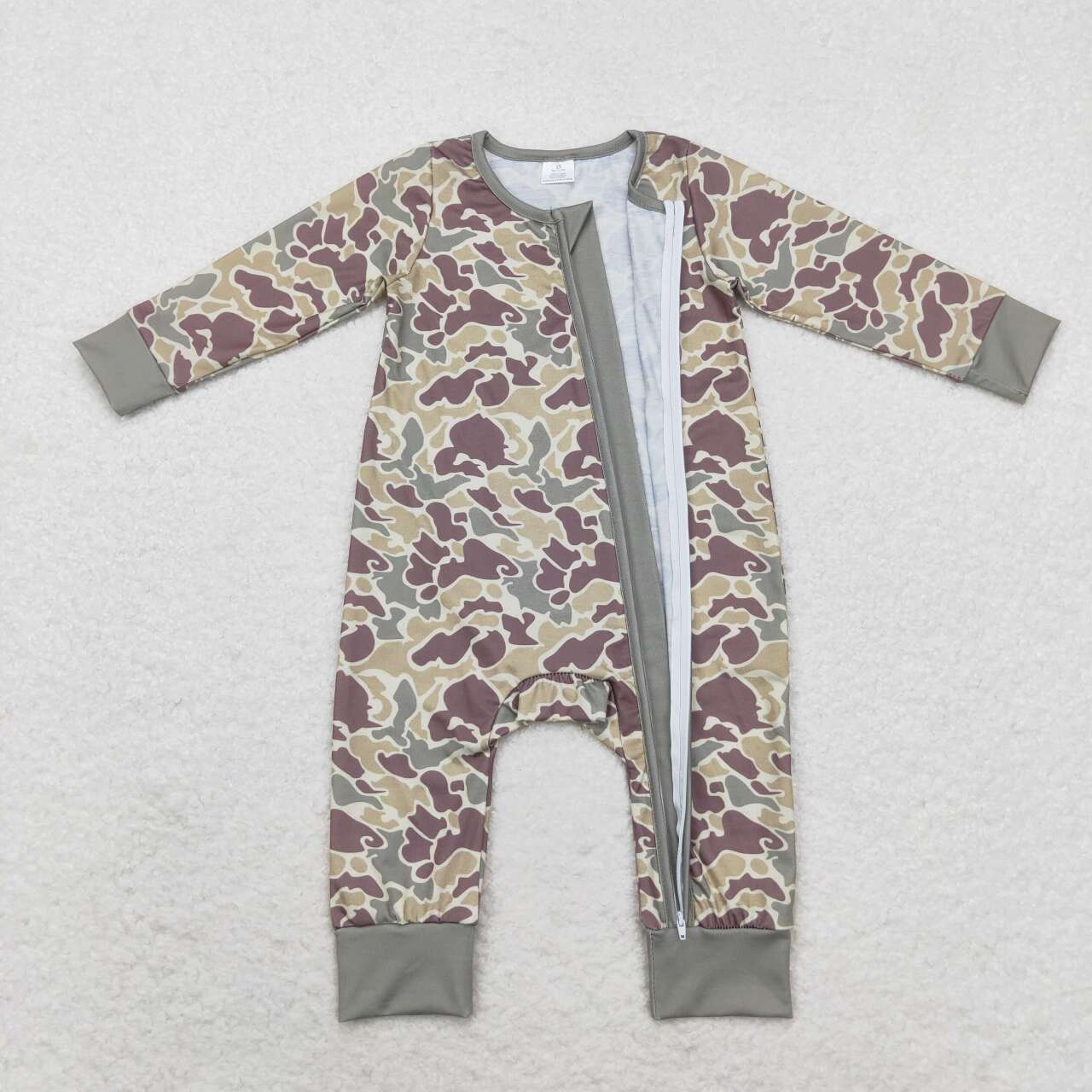 Green Duck Print Baby Romper With zipper