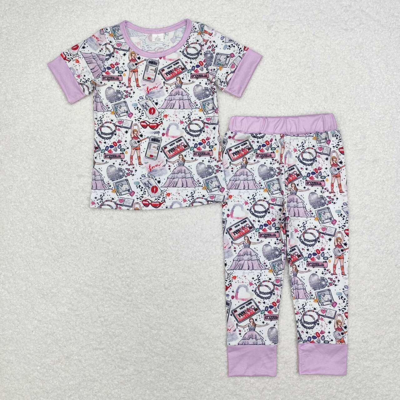 Purple Cartoon Short Sleeve sleeve pajamas