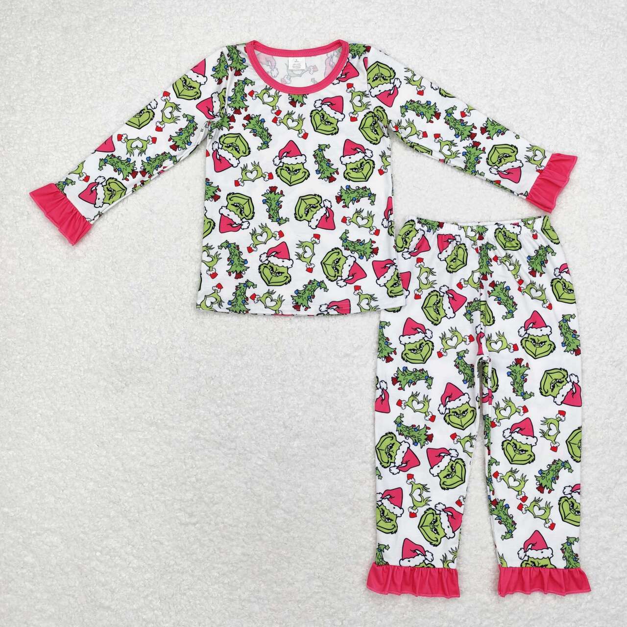 Christmas Green Cartoon Print Long Sleeve Pajamas