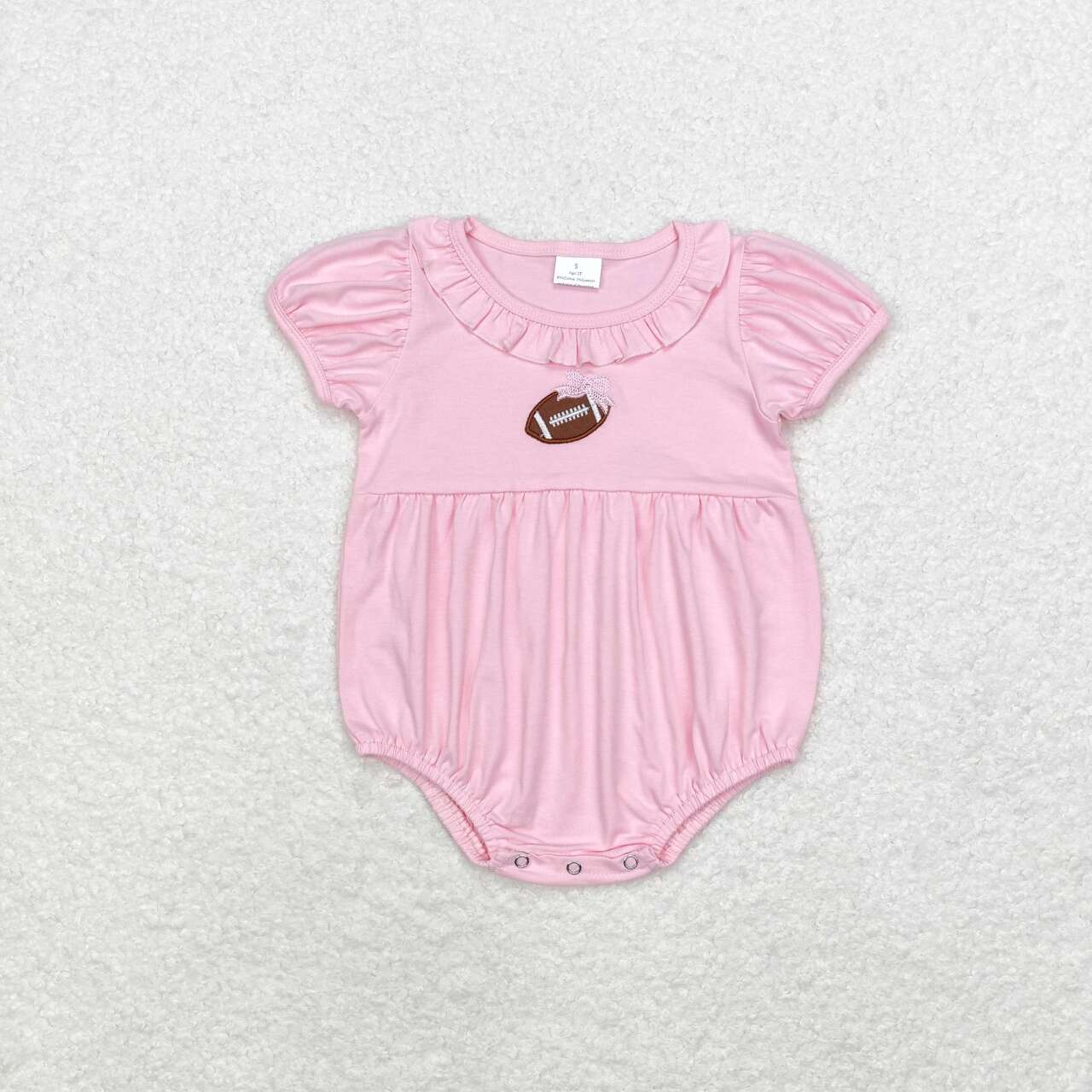 Pink embroidered baseball print Baby Romper