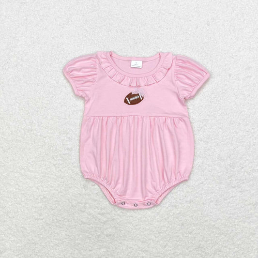 Pink embroidered baseball print Baby Romper