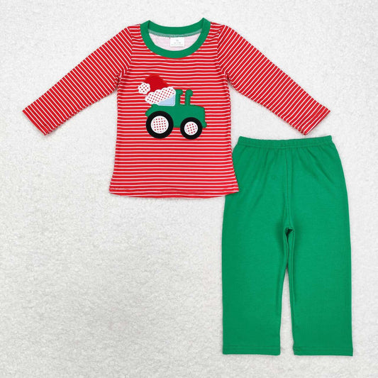 Christmas Red Stripe embroidery Pants Boy Outfit