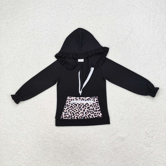 Black Leopard Print hooded