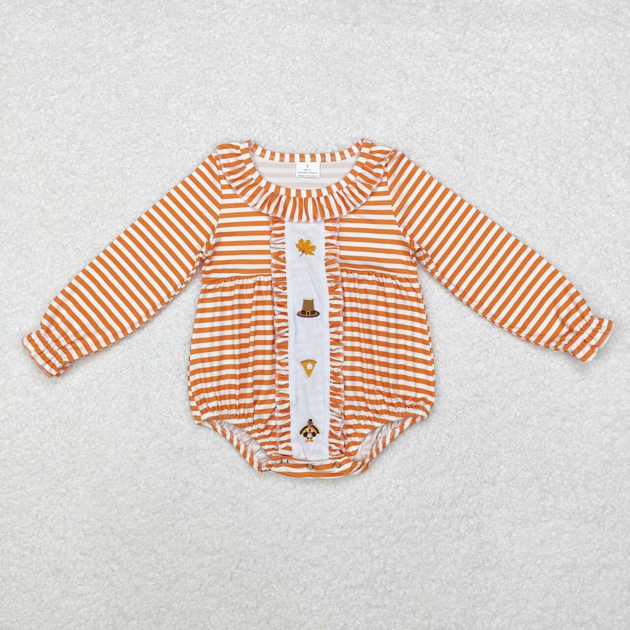 thanksgiving turkey leaf embroidery Baby Romper