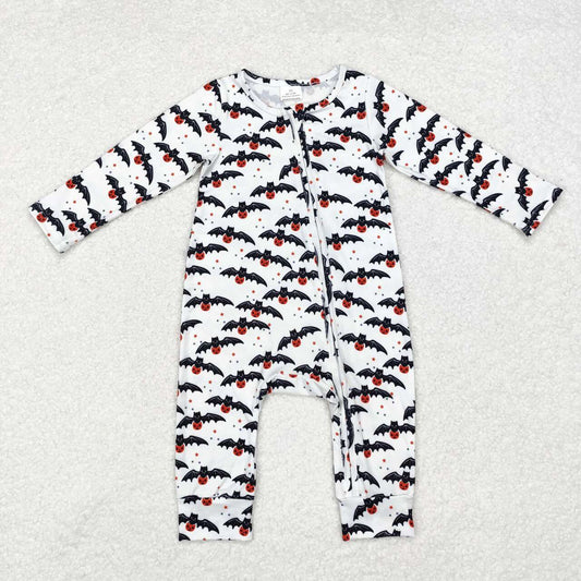 Halloween Bat Print Baby Romper With zipper