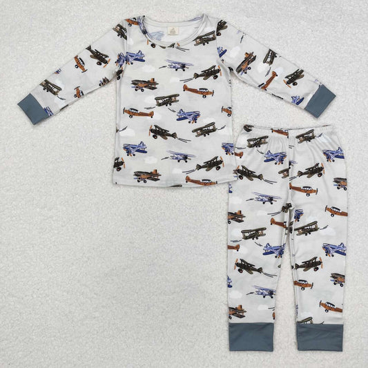 airplane print Long Sleeve Pajamas ( material contains bamboo ）