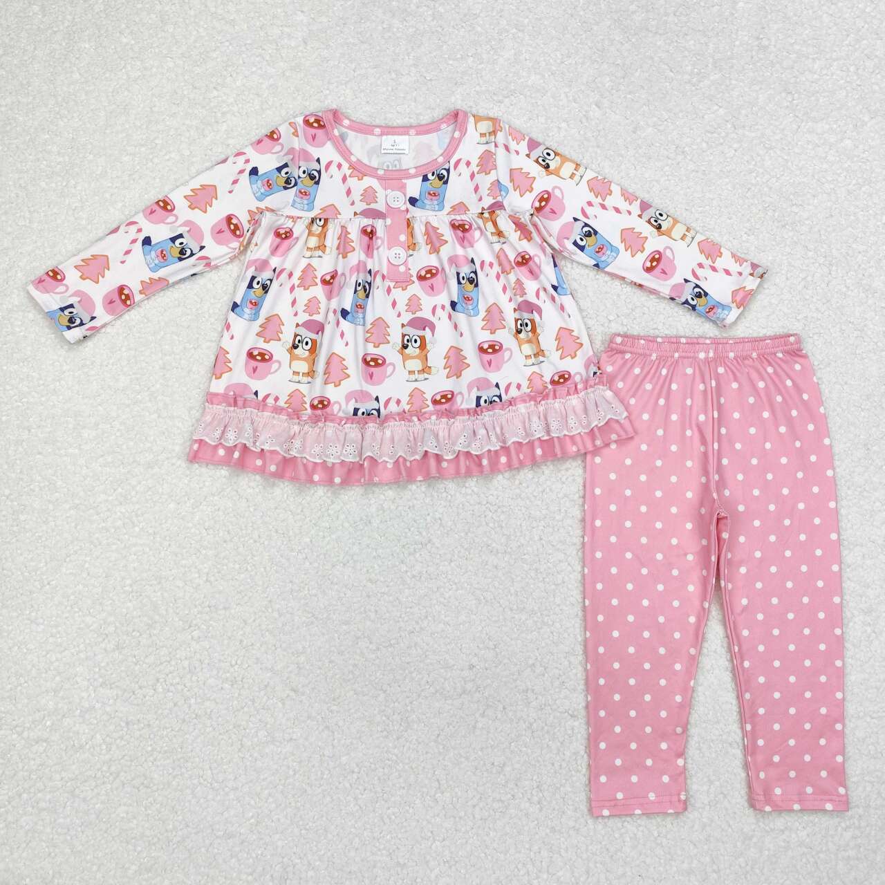 Christmas Pink Cartoon Dog leggings pants Girls Set