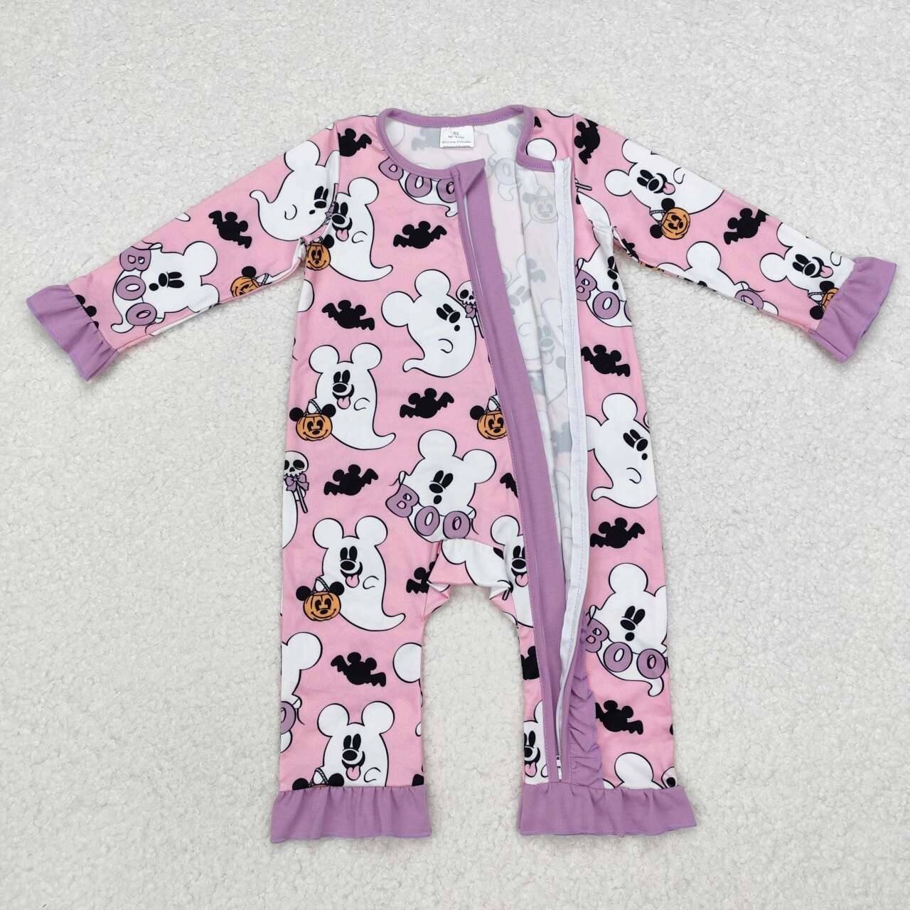 Halloween Pink Ghost long sleeve baby romper