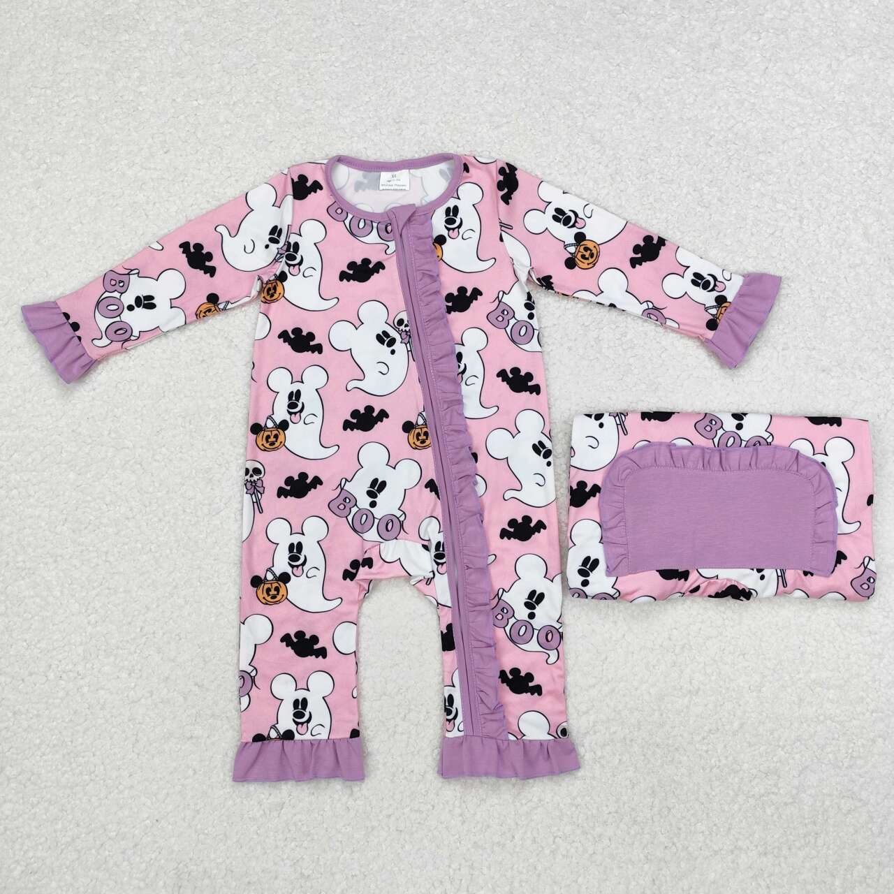 Halloween Pink Ghost long sleeve baby romper