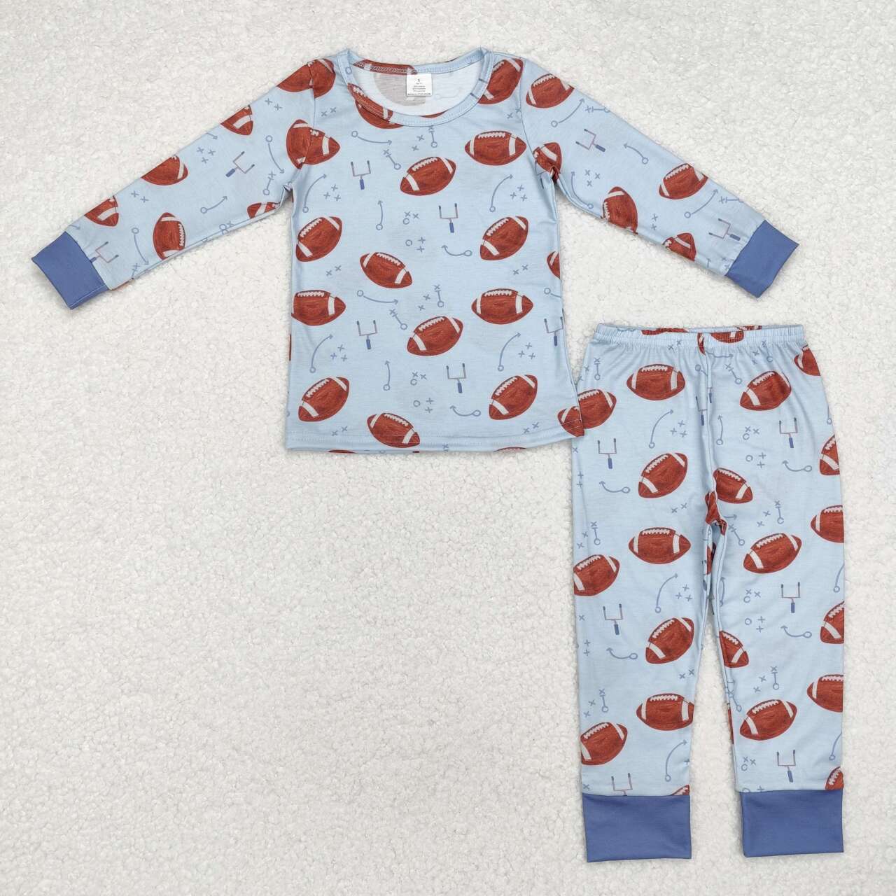 Blue Baseball print Long Sleeve Pajamas ( material contains bamboo ）