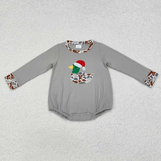 Christmas camo Deer Embroidery Long Sleeve Romper