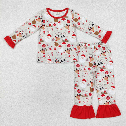 Christmas Santa Deer With Zipper print Long Sleeve romper ( material contains bamboo )