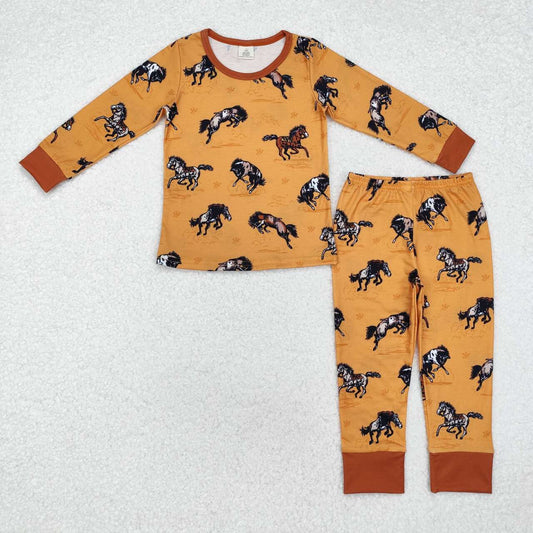 Western cowboy print Long Sleeve Pajamas ( material contains bamboo ）