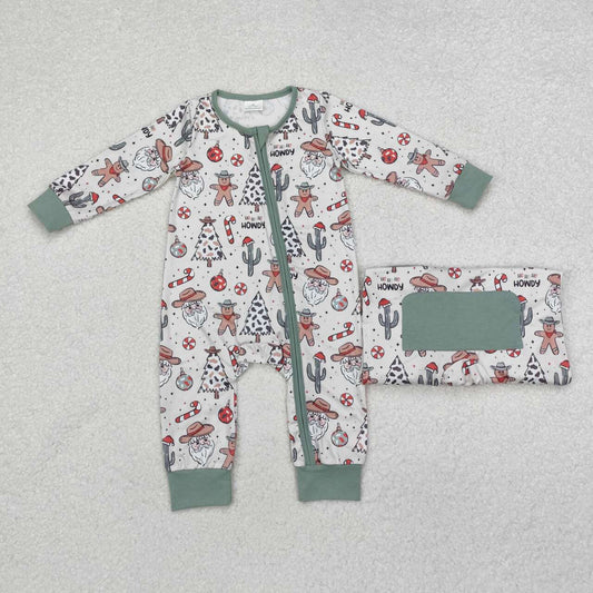 Christmas gingerbread Print Baby Romper With zipper