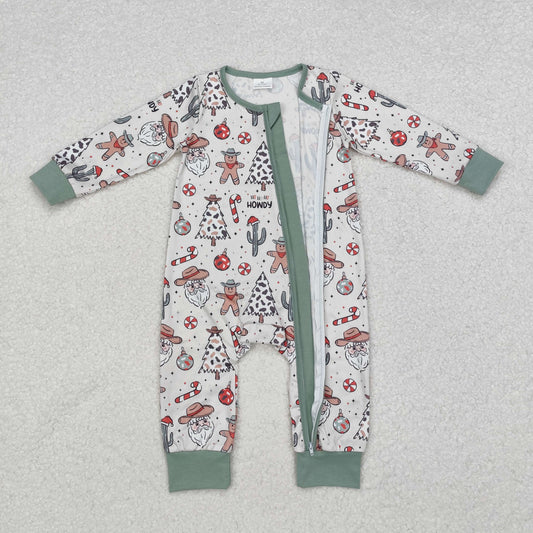 Christmas gingerbread Print Baby Romper With zipper