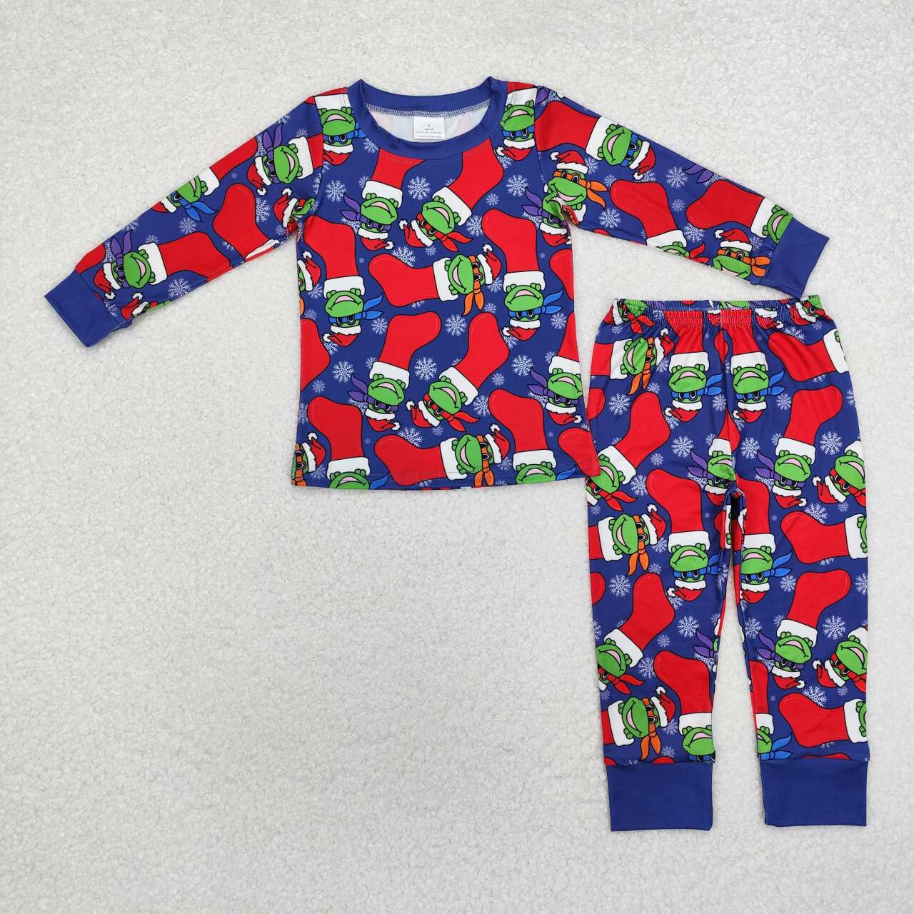 Christmas blue Print Long Sleeve Pajamas