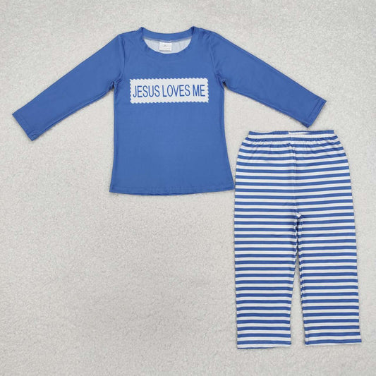 Blue Love me pants boy Set