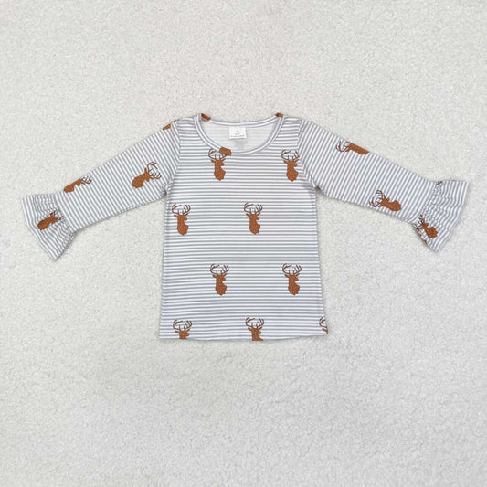 stripe deer Long Sleeve Girls Top