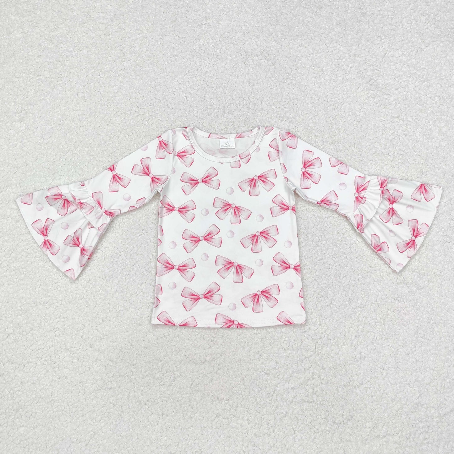 Pink Bow Print long sleeve top