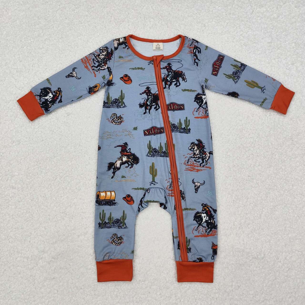 western cowboy Baby Romper With zipper