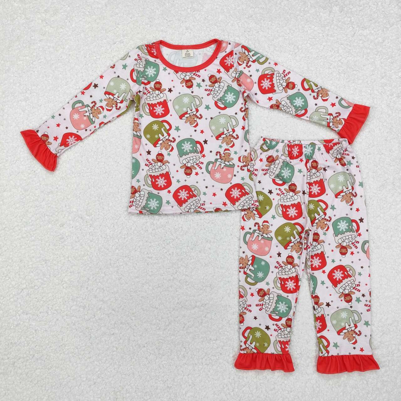 christmas Green Dog print Long Sleeve Pajamas ( material contains bamboo ）