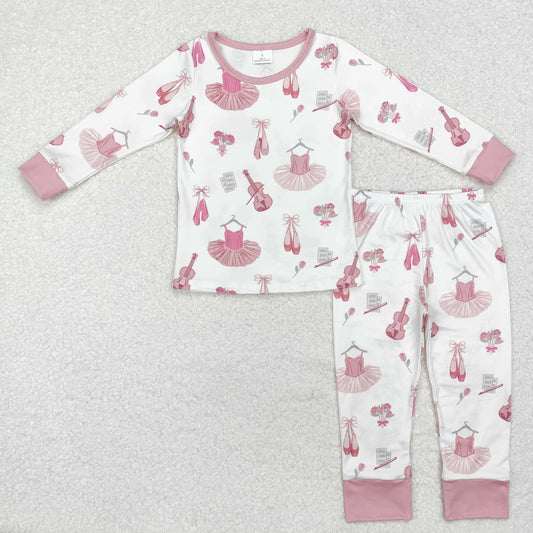 Pink long sleeve trousers girls pajamas