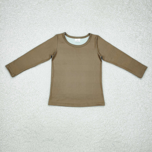 solid brown Long Sleeve Shirt