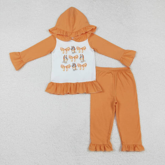 Orange Bow Jogger Ruffle Outfit