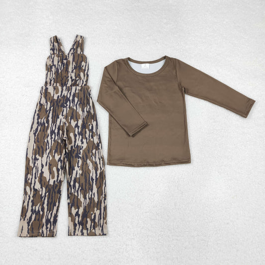 2pc camouflage brown kids overall outfits