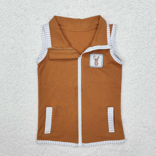 Brown zipper vest