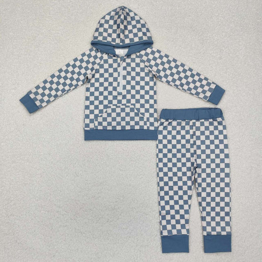 Blue plaid jogger Girls Set