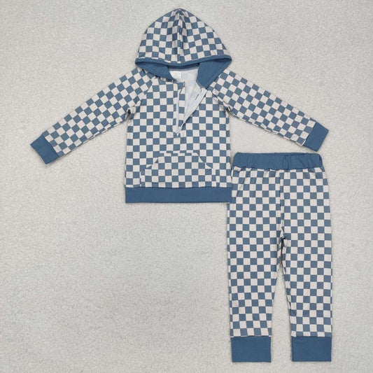 Blue plaid jogger Girls Set