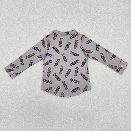 western Grey With Button Boy Shirt