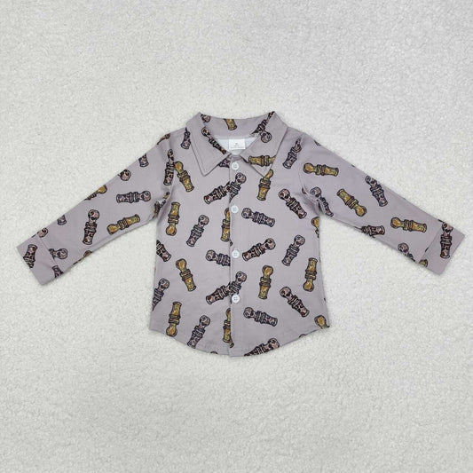 western Grey With Button Boy Shirt