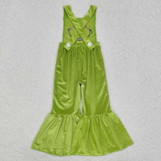 Christmas Green Velvet Cartoon Jumpsuit