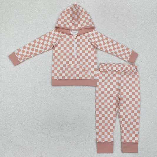 Pink plaid jogger Girls Set