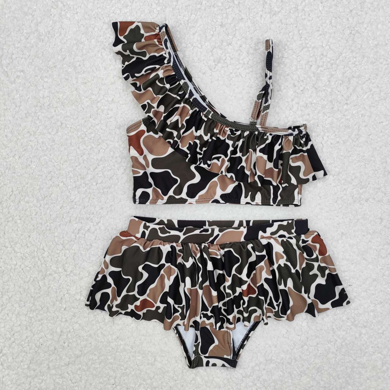 2pc leopard print sleeve Swimsuit