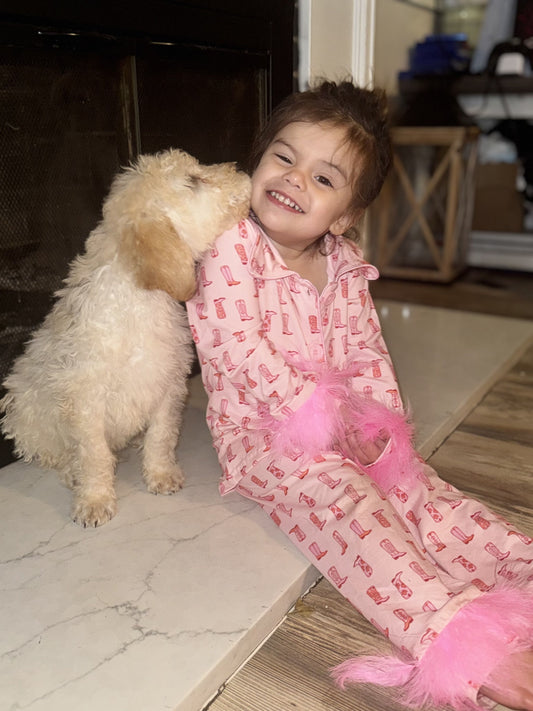 Pink boots With Button Girls Pajamas