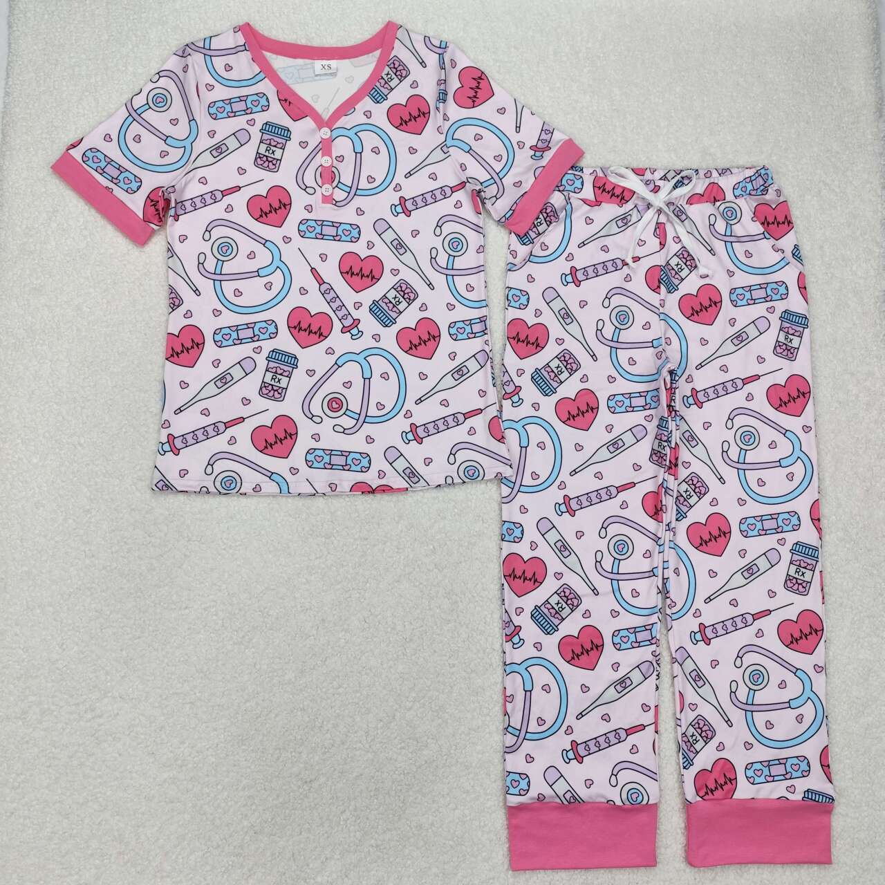 Adult Valentine Pink Hearts Pajamas