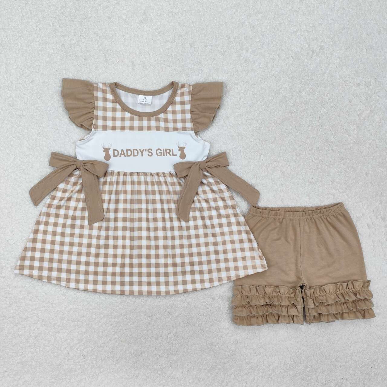 Daddy'S Girls Plaid print short sleeve Girls set