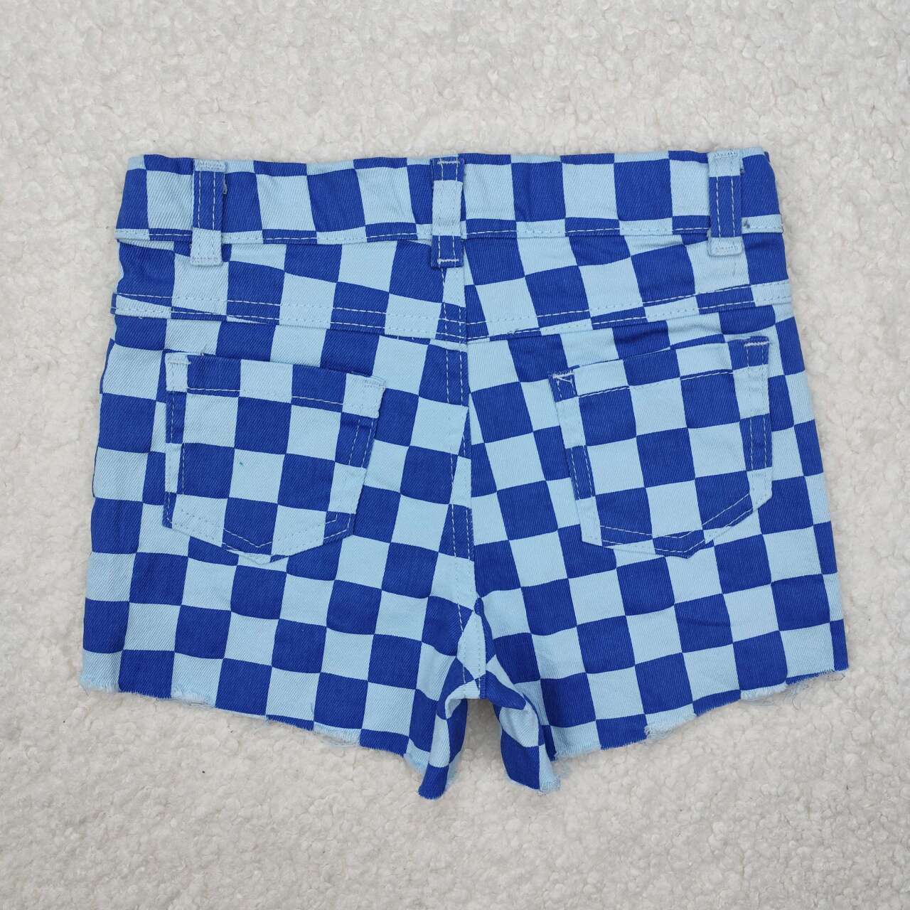 Blue plaid Girls Short Girls jeans