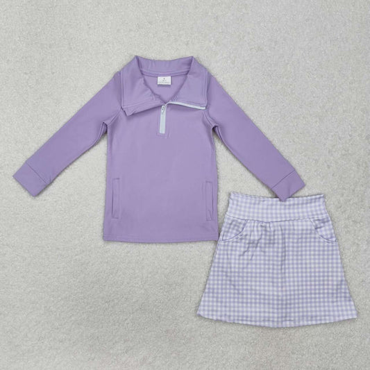 purple plaid sports suit