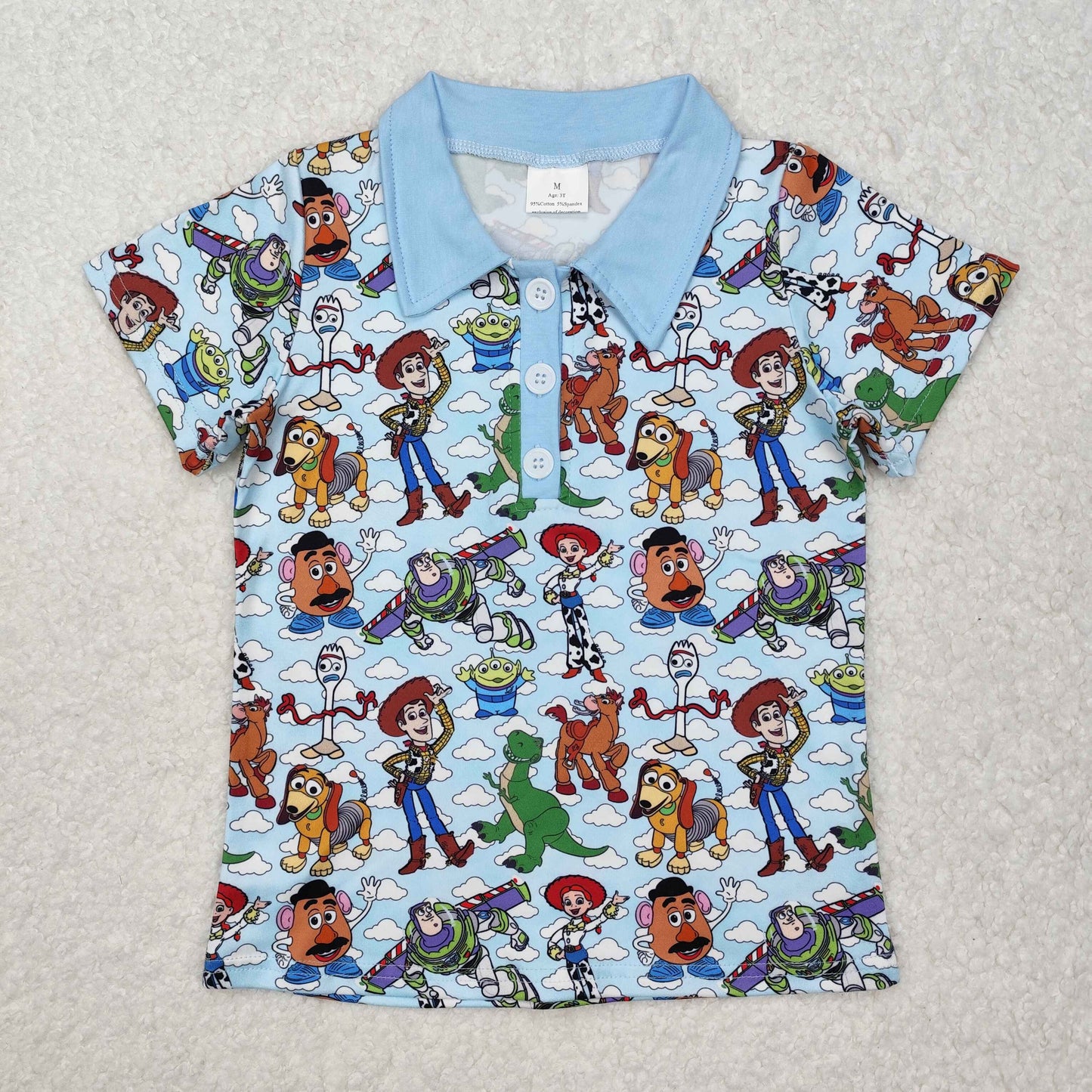 Blue Cartoon short sleeve Shirt