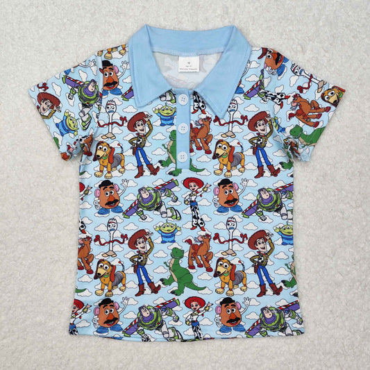 Blue Cartoon short sleeve Shirt