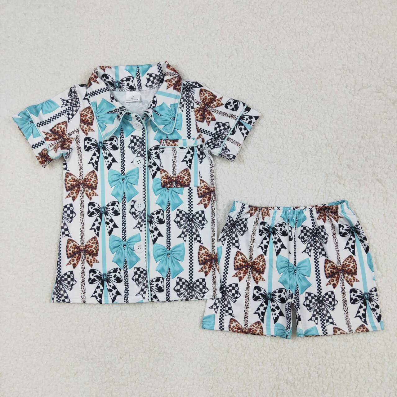 Bow print Short Sleeve Short Pajamas