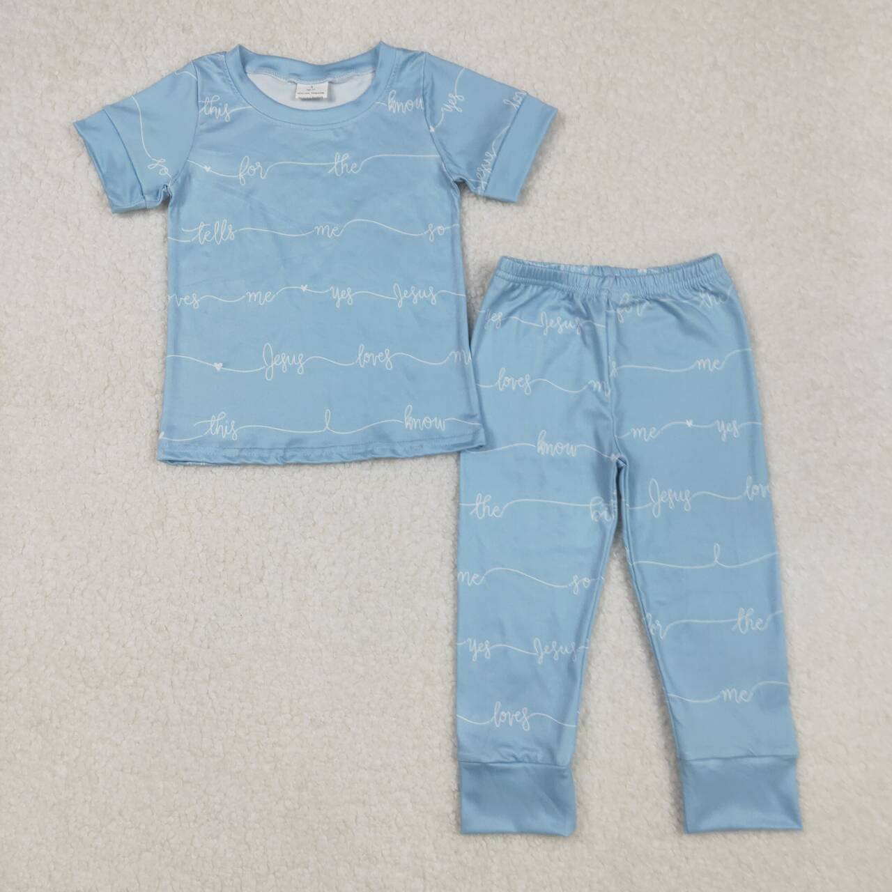 Blue loves me Print Short sleeve pajamas