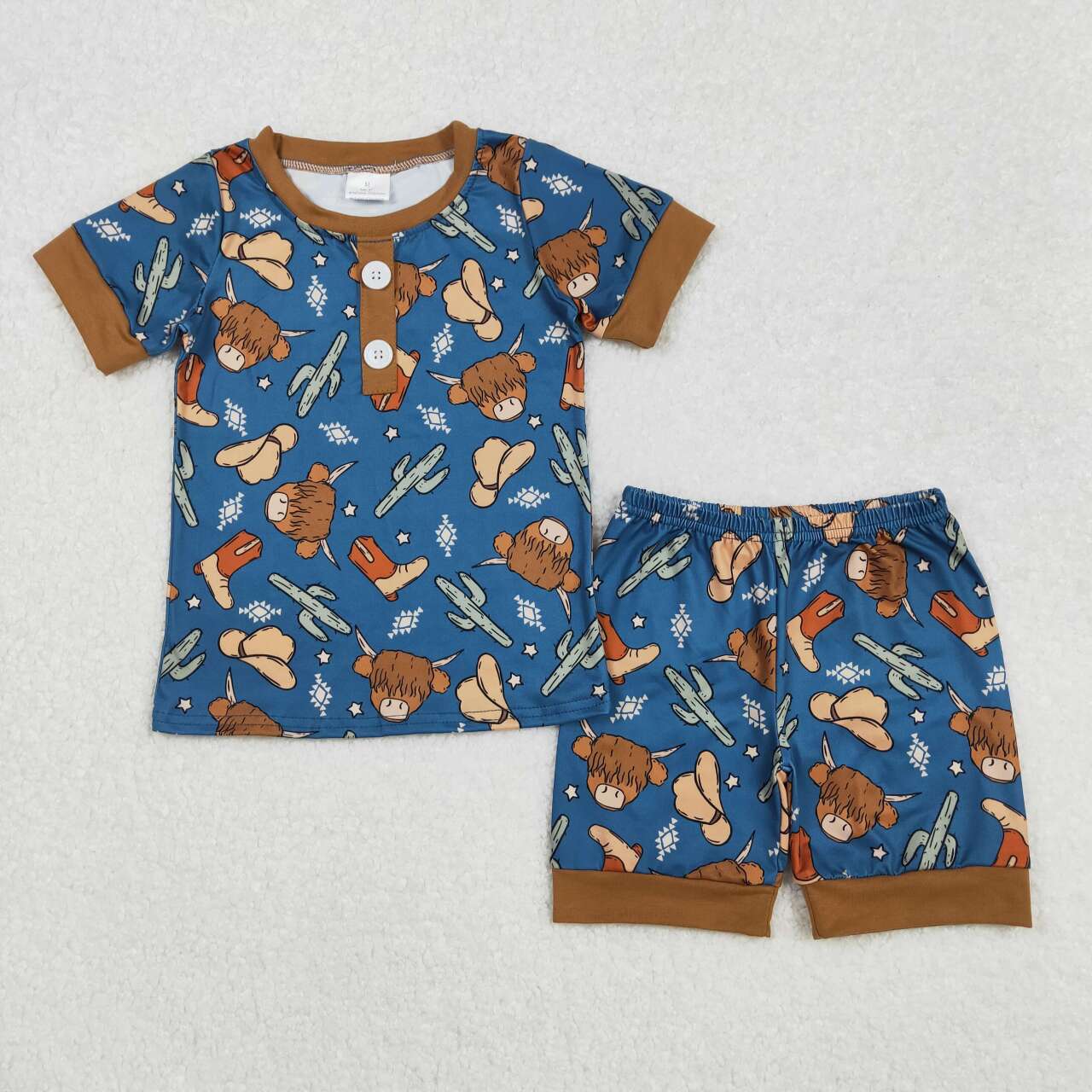 highlandcow print Short Sleeve Short Pajamas