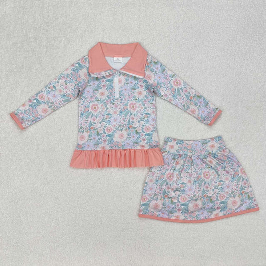 Blue floral long sleeve suit