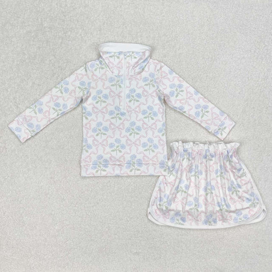 Bow floral long sleeve suit